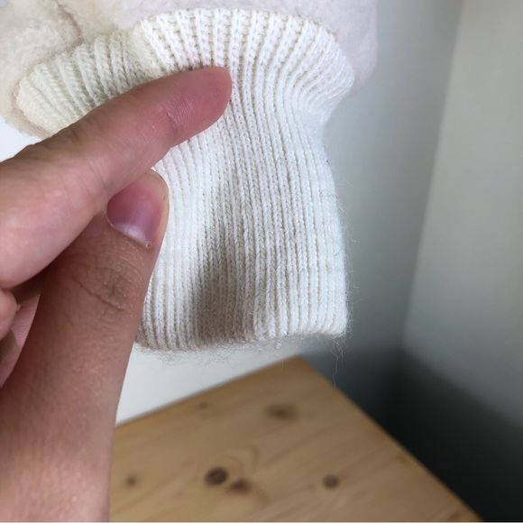 Woolrich Full Zip Up Womens Small Cream Fleece Jacket Snap Pink Ribbed Cuff USA - Picture 2 of 6